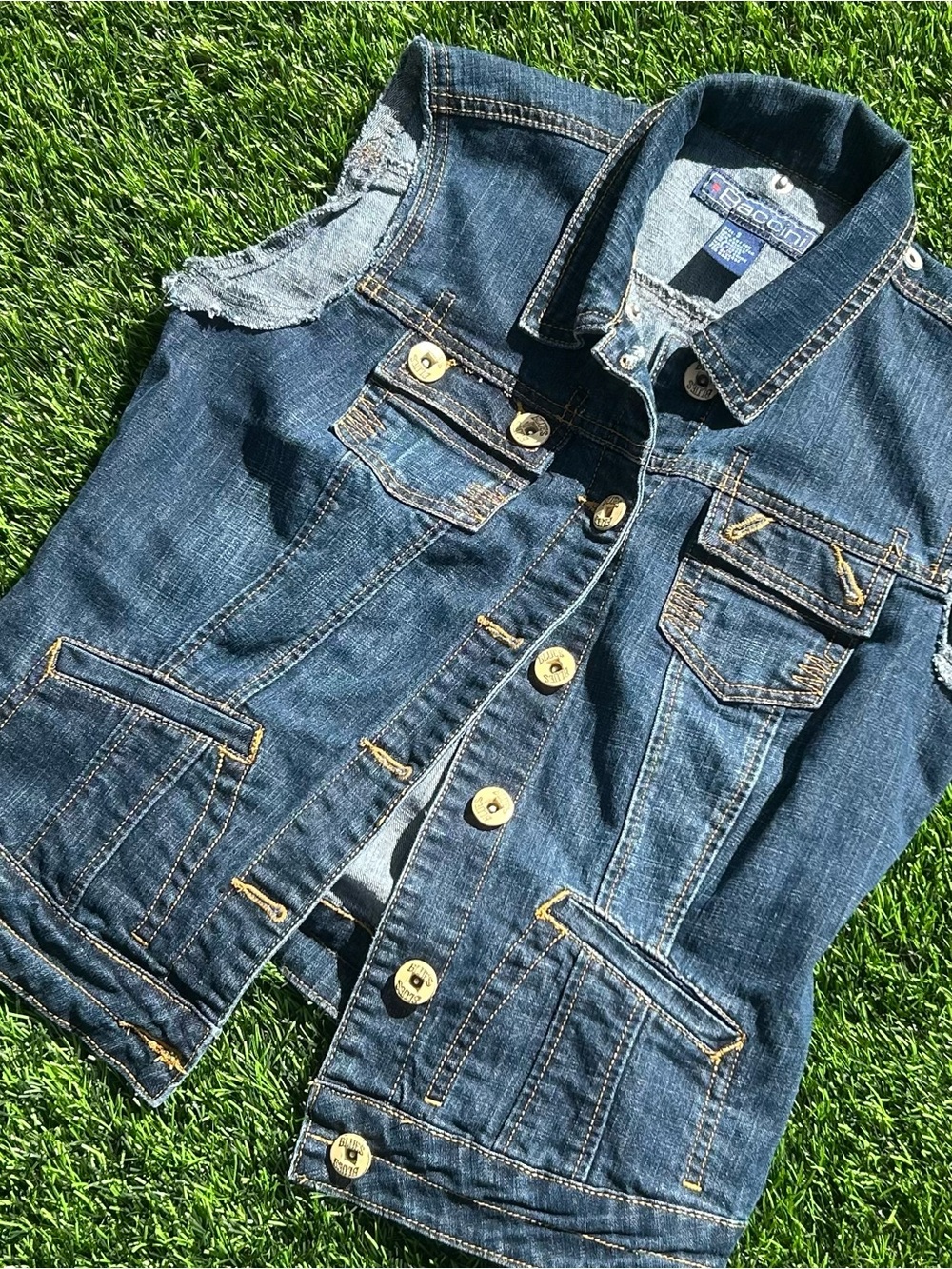 Baccini Dark Blue Denim Sleeveless Vest